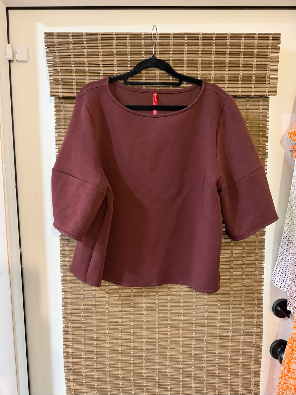 SPANX air essentials Boxy Short Sleeve Top in Maroon